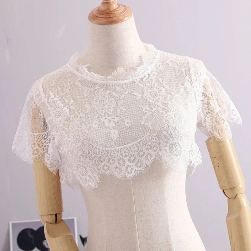 

Collar Women's Hollowing-Out Lace Bottoming Shirt Cover False Collar for Summer Dress Wedding Dress Accessory