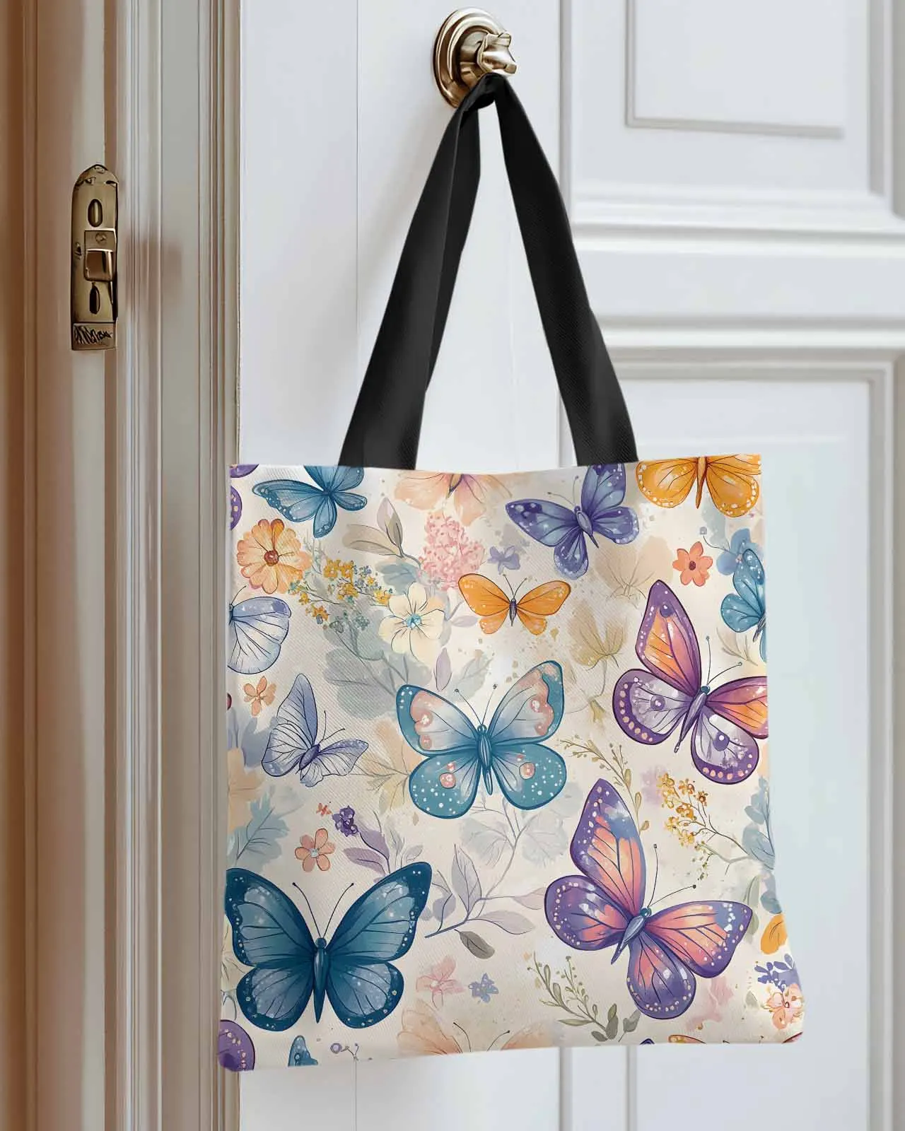 

Retro Spring Country Leaves Canvas Bag Handbag Oxford Cloth Eco Shopping Storage Bag for Home Use