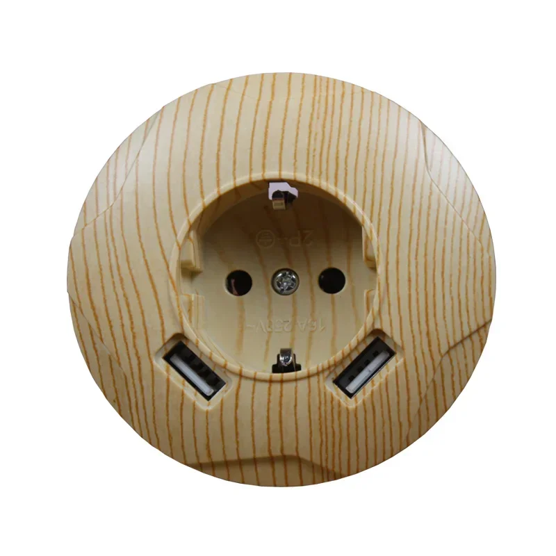 New style USB Wall Socket Double USB Port 5V 2A wood tree color prise usb outlet steckdose FCW-01-6