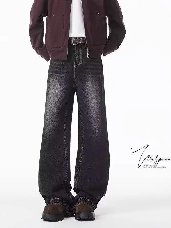 

Waed Vintage American Jeans Men Loose Straight Leg Long Trousers Cleanfit Wide Leg Jeans Casual Comfortable Fit