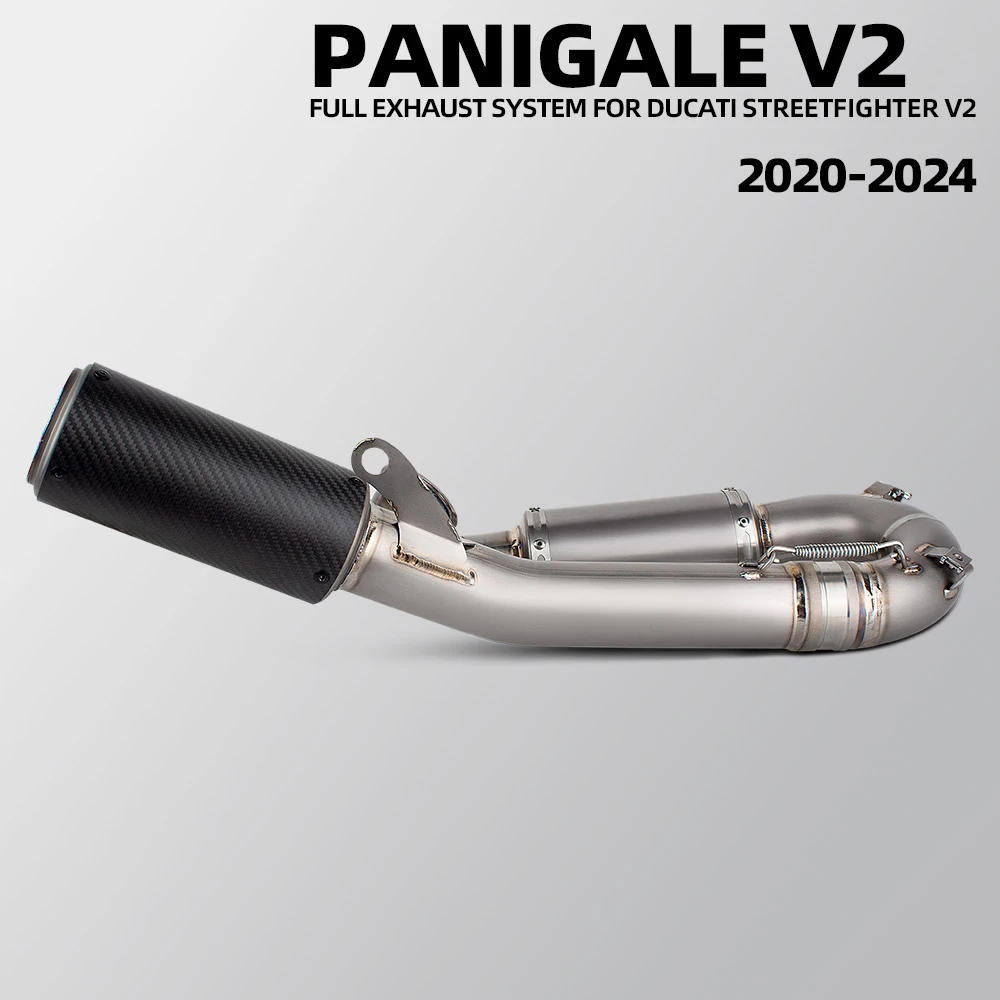 V2 Slip on Line Exhaust Pipe For Ducati Panigale / Streetfighter V2 2020-2024 Motorcycle Exhausts Tube Kit Project CR-T Muffler
