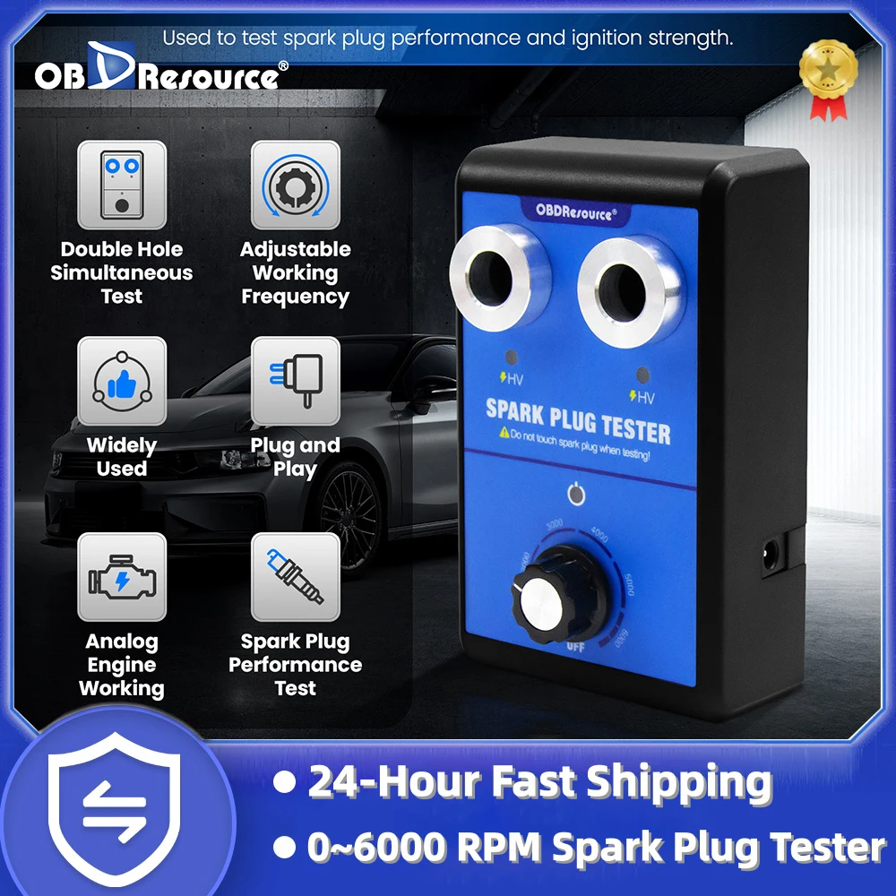Car Spark Plug Tester Dual Holes 110V 220V  0-6000rpm Frequency Auto Engine Ignition Coil Tester for 12V Car Diagnostic Tool