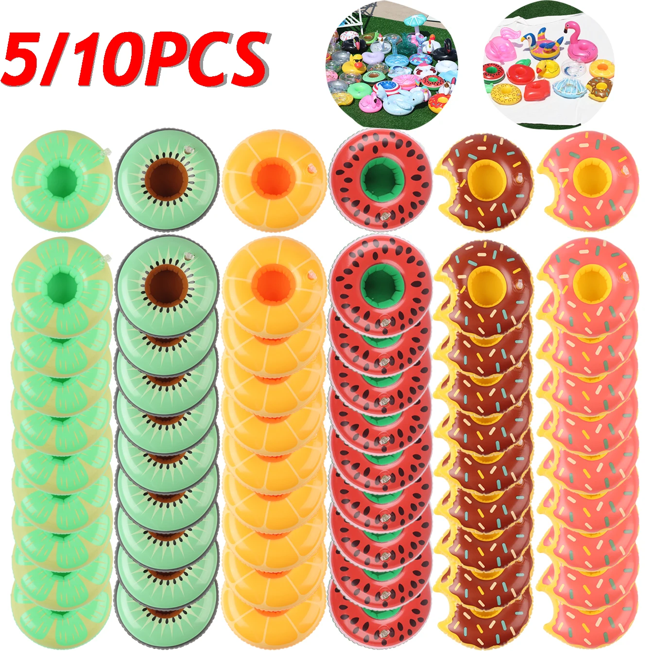 5/10PCS Inflatable Cup Holder Set Tray, Inflatable Swimming Pool Drink Holder Floating Coaster, Summer Swimming Pool Party.
