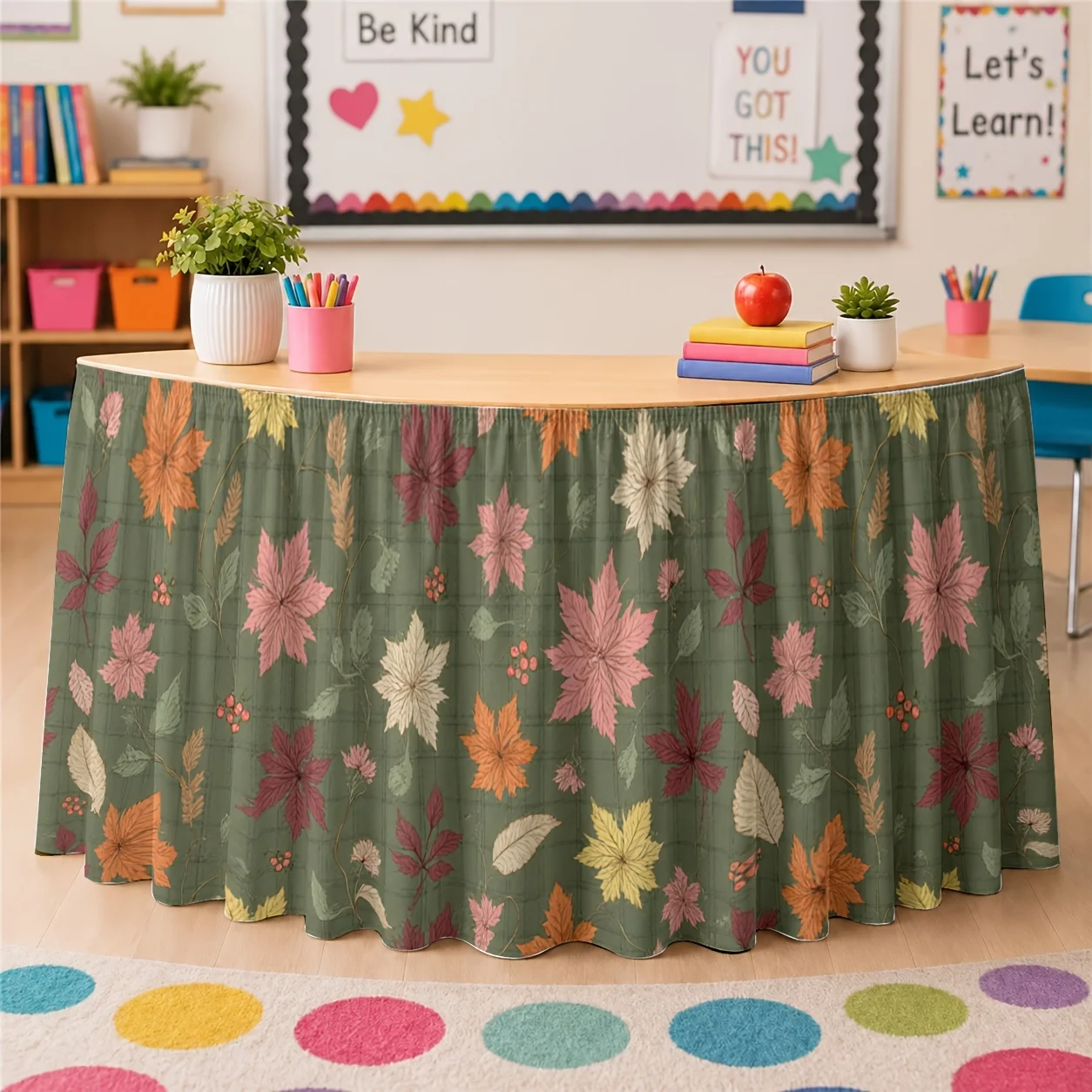 Tablecloth with autumn maple leaves, hand-painted flowers, picnic party, autumn, Thanksgiving Day, Halloween, partyxzj