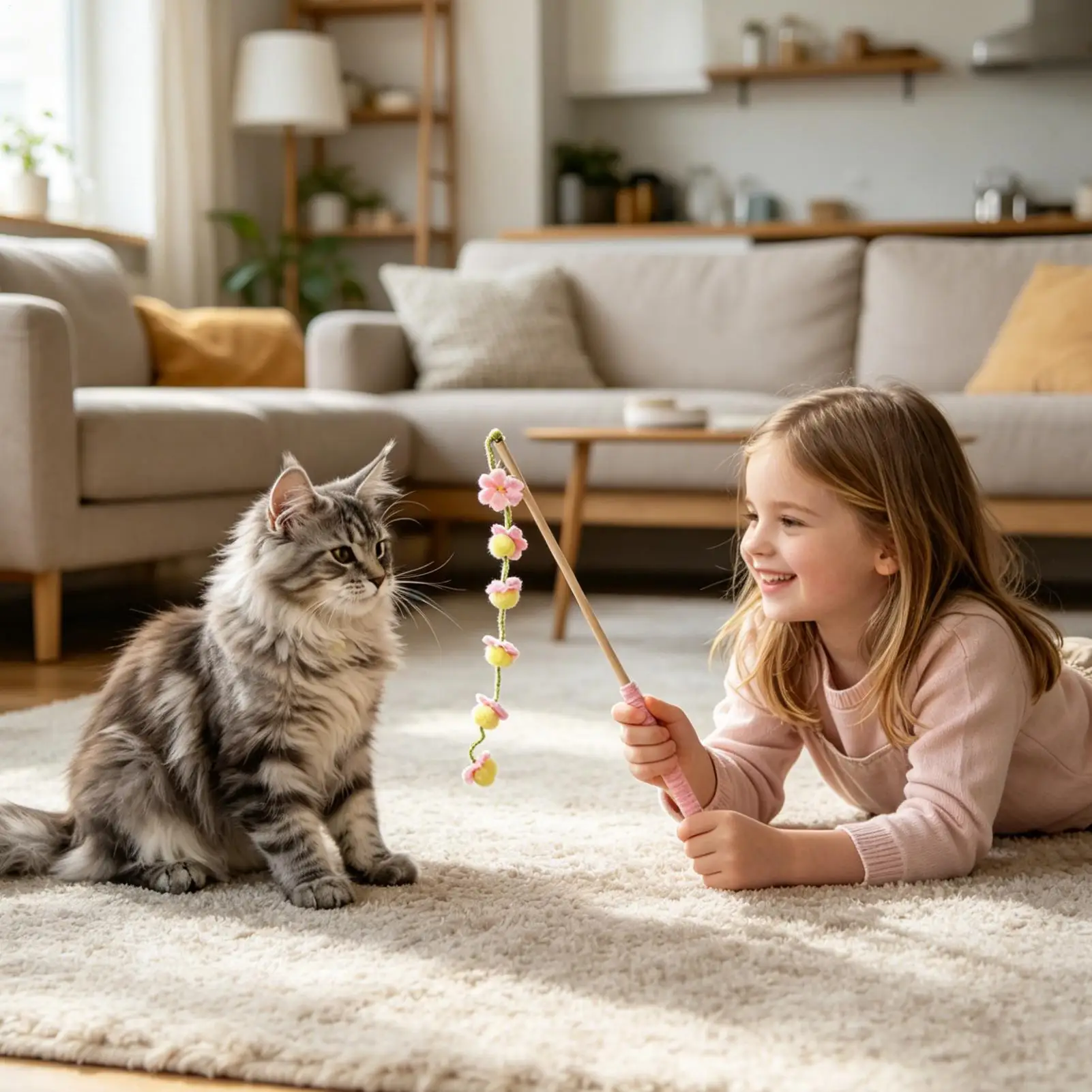 Cat Wand Toys 15.7 Inch Wooden Fruit-Shaped With Anti-Slip Handle Cat Teaser Toy For Indoor Kitten Playing Exercising Teeth