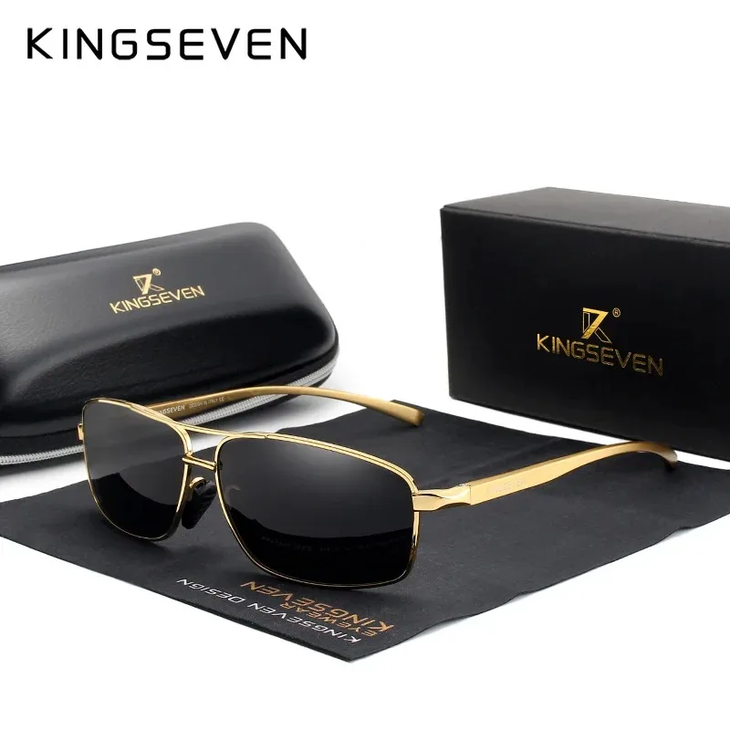 KINGSEVEN marka mężczyźni spolaryzowane okulary przeciwsłoneczne UV400 Vintage Retro prostokąt klasyczne okulary przeciwodblaskowe jazdy Golf okulary sportowe