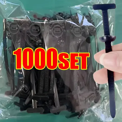 1000-100세트 셀프 잠금 나일론 범용 케이블 타이 버클 헤비 듀티 지퍼 타이 (핀 및 버튼 포함) 자동차 일일 수리 고정 스트랩