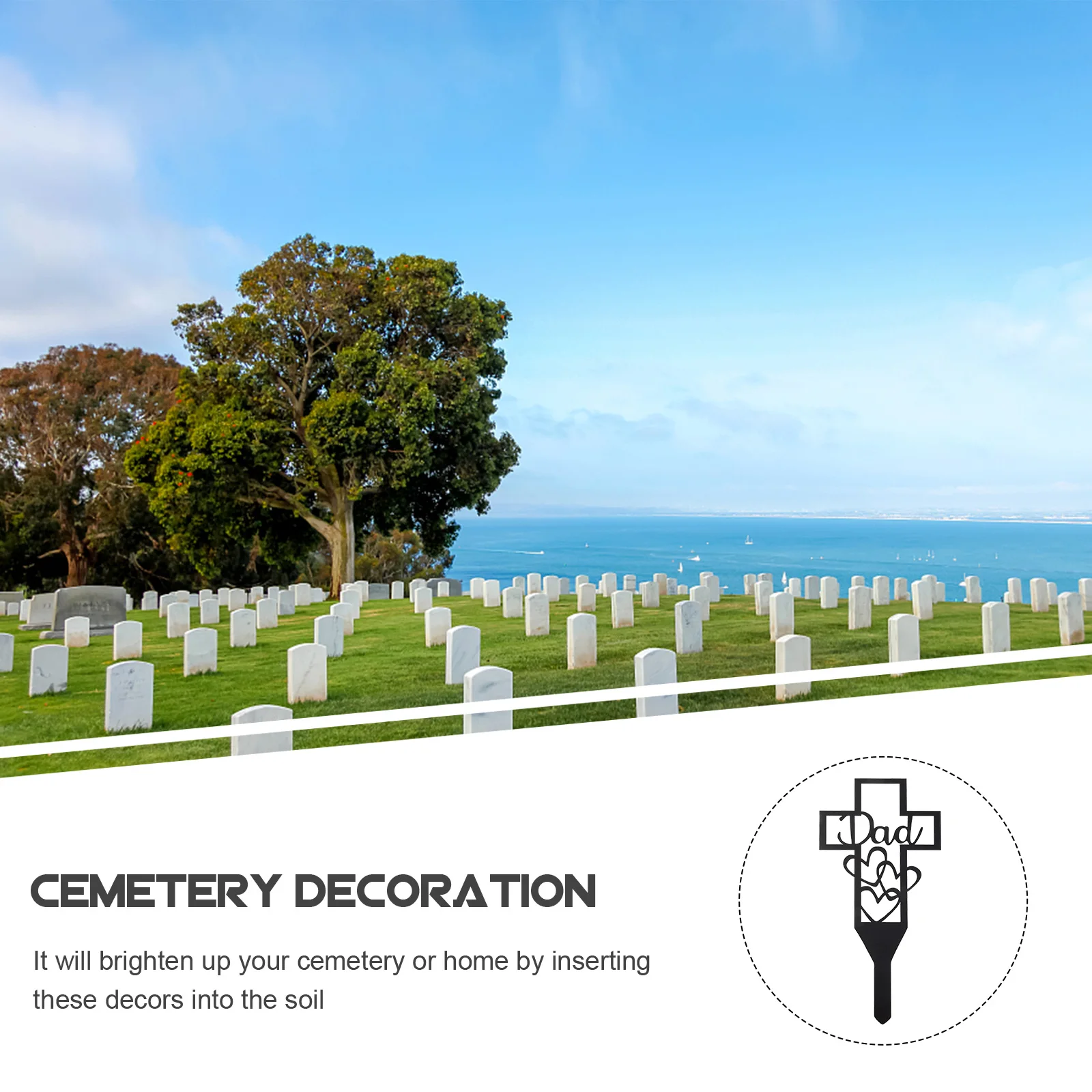 

Cemetery Stake Decorative Outdoor Yard Stake Sign Dad Design Inserted Ornament Cemetery Adornment Lawn Ornament