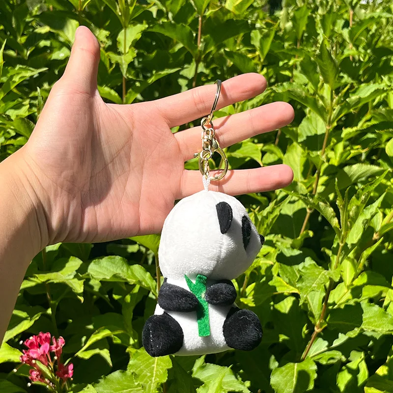 New creative cute panda cotton doll bag pendant sideways panda doll key chain