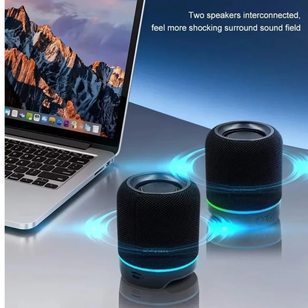 2-in-1 Magnetic Split Bluetooth Speaker Split&Combine Design RGB Colorful Lights Modular Bluetooth Speaker TWS Interconnect