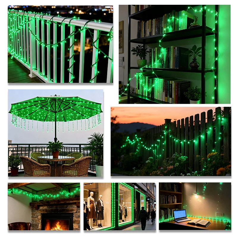 1pc 5m 10m 15m Remote Control Green Light USB Plug-in Firework Atmosphere String Lights, Garden Lawn Lighting Strip, Holiday Hom