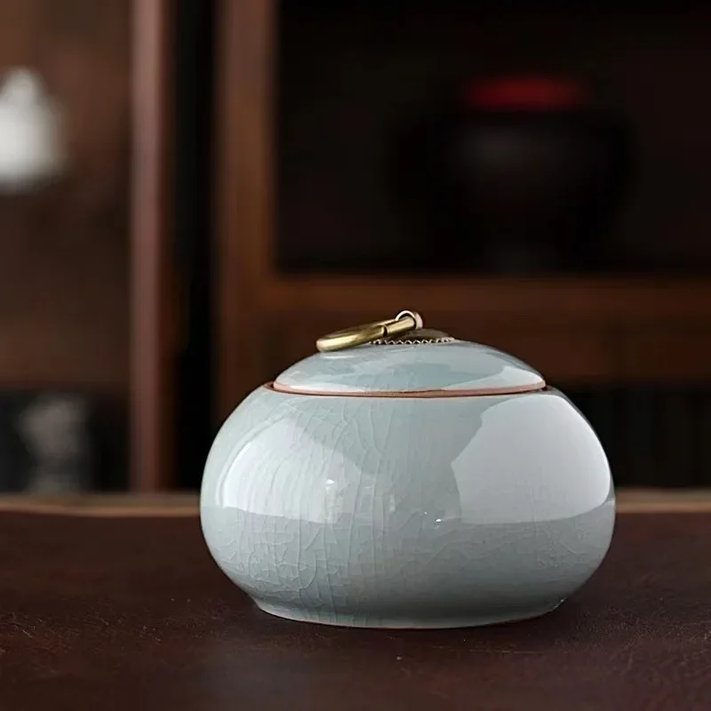 Ceramic Little Tea Caddy Chinese All Kinds of Tea Storage Box Crude Pottery Canister Container for Puer Tea Modern Style view 4