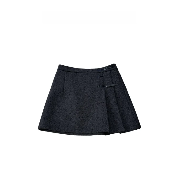 

Classic High Waist Slimming Tweed Skirt with Leather Bule for plus Size Women Pencil XiaoXin Spring Casual Thiened