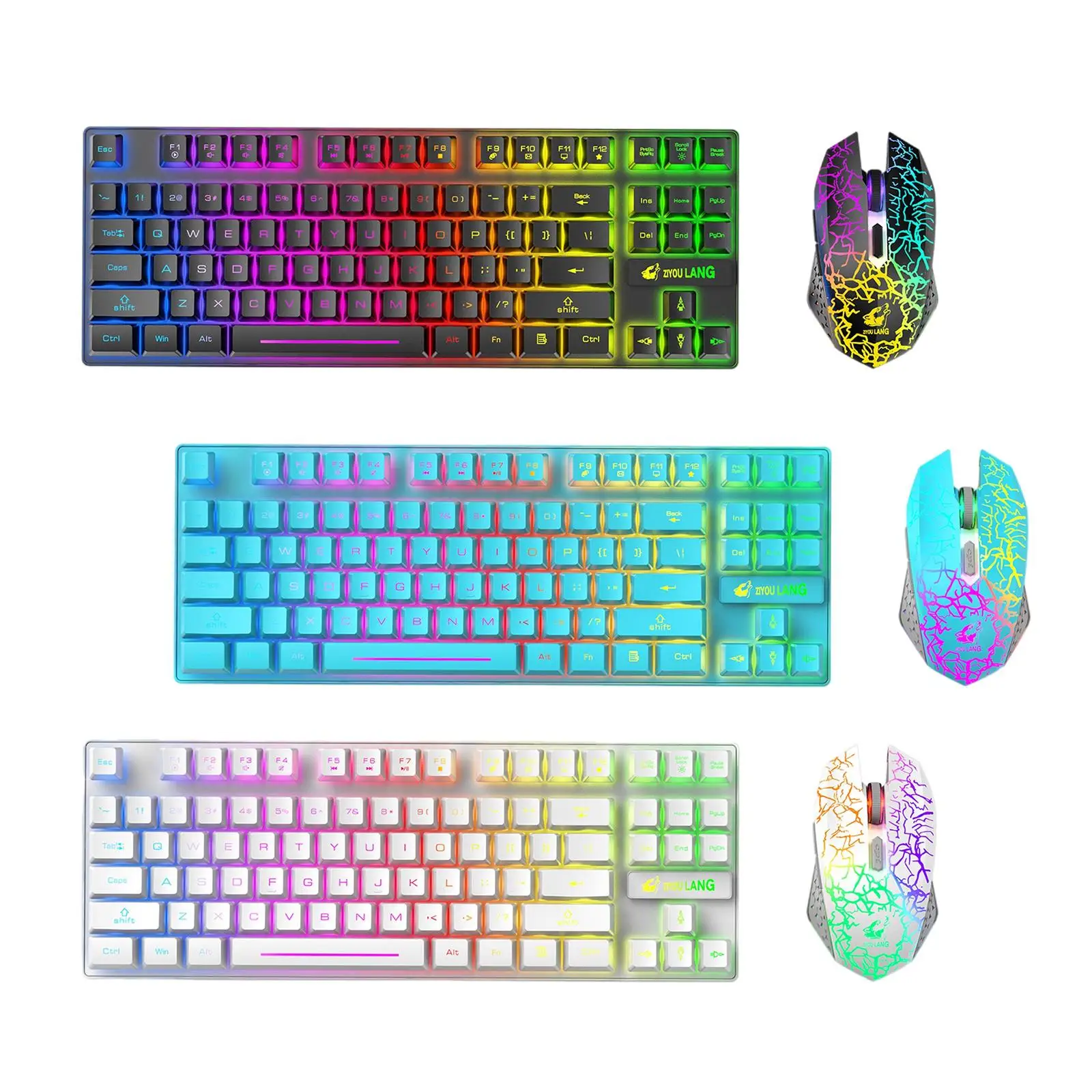 

Игровая беспроводная клавиатура и мышь с RGB-подсветкой, 2400 точек на дюйм, для ноутбука