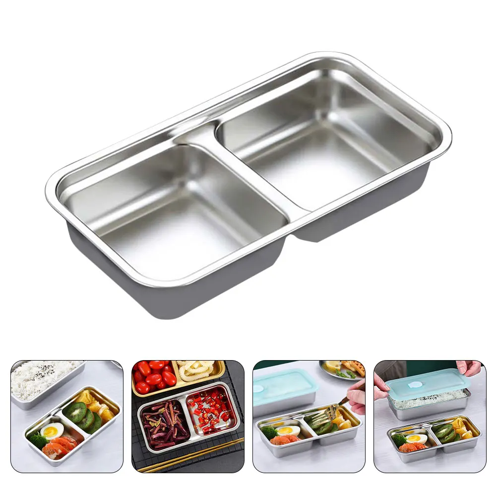 

Блюдо для приправ с двойными отделениями из нержавеющей стали, кухонная тарелка для приправ для сервировки специй, соусов, закусок, домашний ресторан