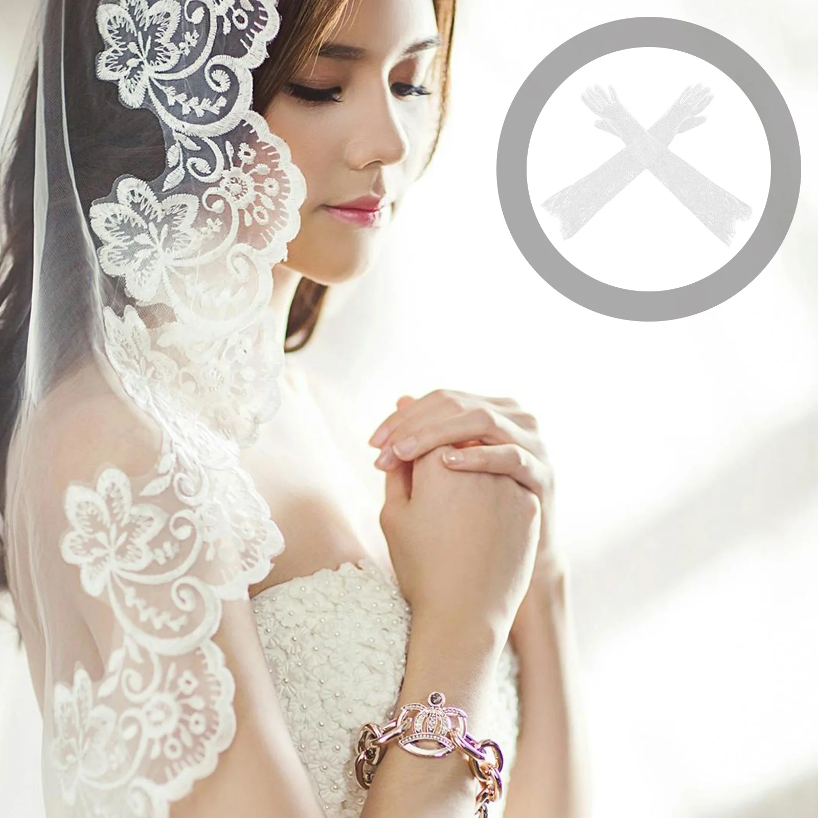

1Pair Lace Gloves Bridal Elbow Length Skin Friendly Romantic Sheer Gloves for Wedding Party Bridal Photography