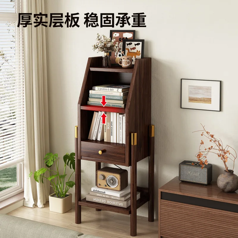 Bookshelf Nordic floor-to-ceiling solid wood shelf Home bookcase Living room against the wall Storage