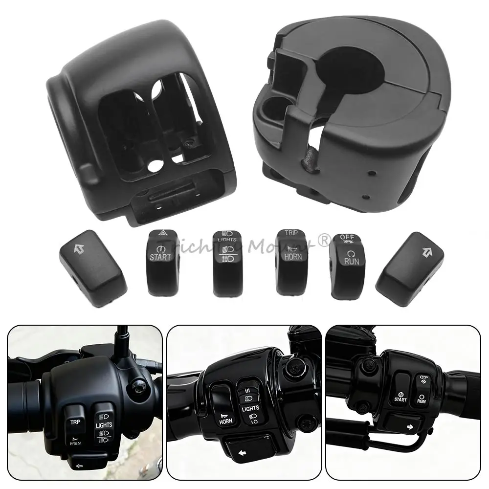 1 Pair Upgrade Handlebar Control Switch Housings Cover Kit Matte Black Aluminum Fit For Harley Dyna Softail Sportster 2011-2022