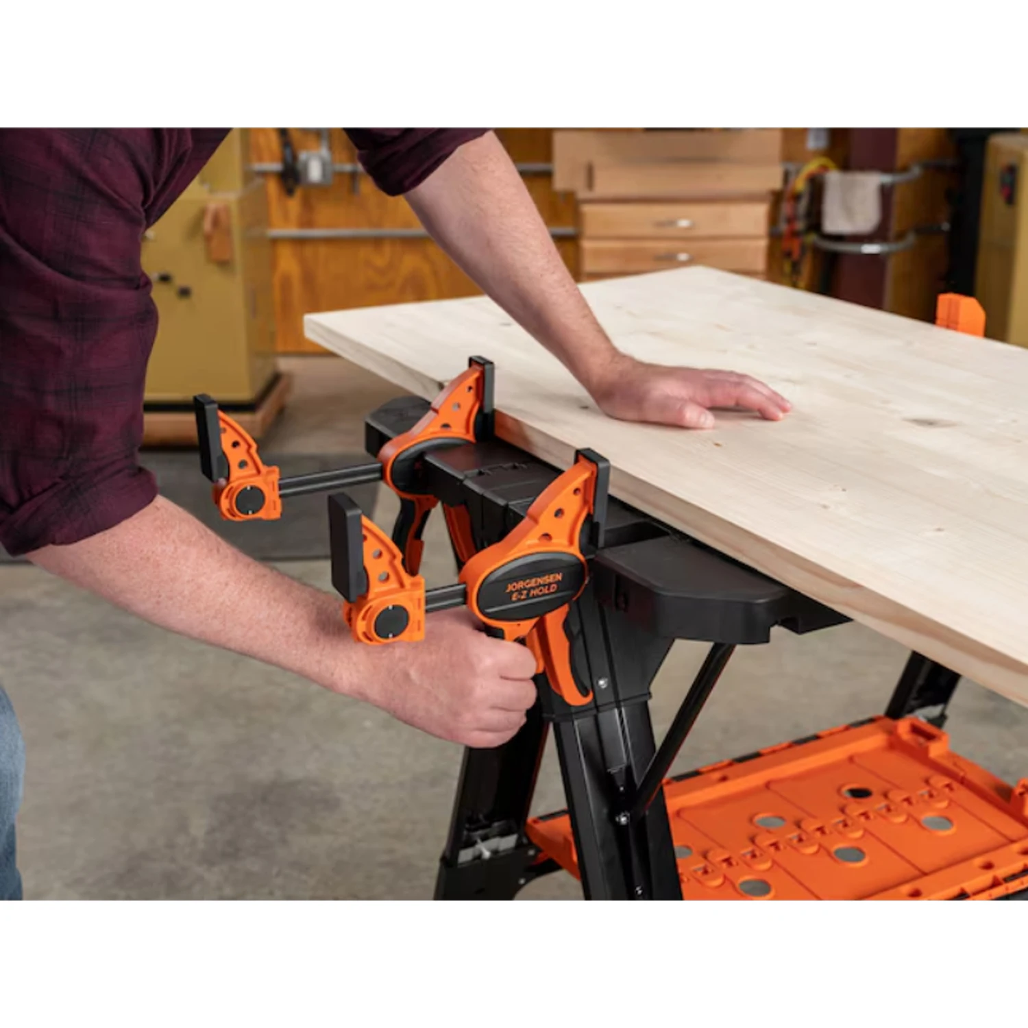 Tavolo da lavoro pieghevole per la lavorazione del legno Pony 60P EZ CLAM per carichi pesanti