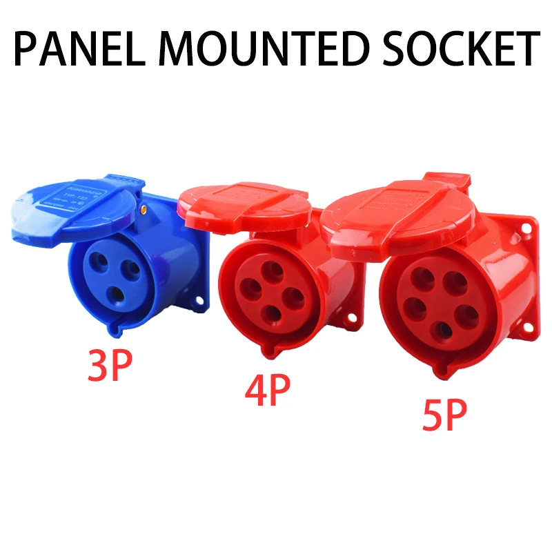 IP44 Industriestecker und Steckdose, wasserdichter Steckverbinder, 3PIN, 4PIN, 5PIN, 16 A/32 A, wasserdichte elektrische Anschluss-Wandsteckdose