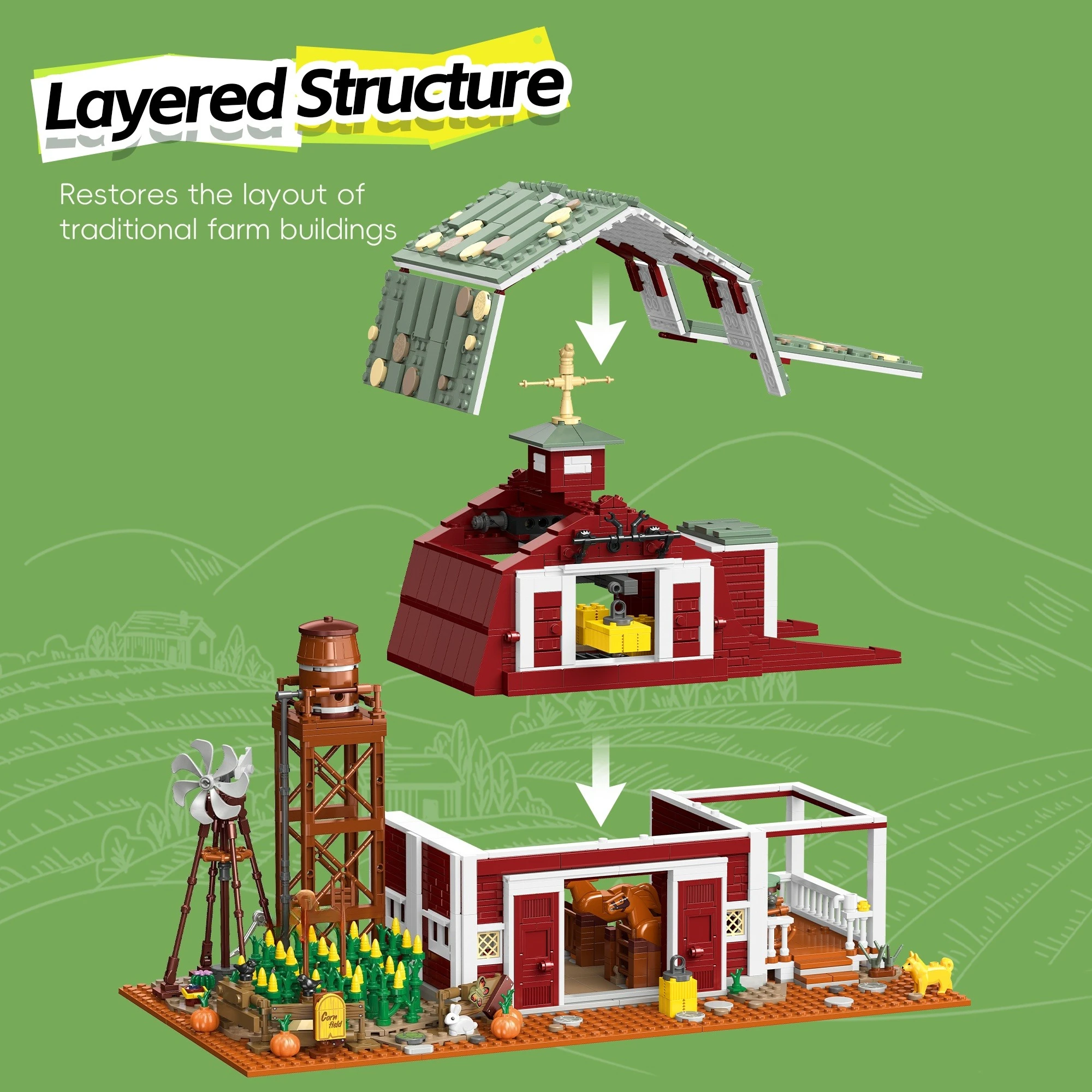 2223 peças Blocos de Construçã - Agriculture Farm House avaliação e preço