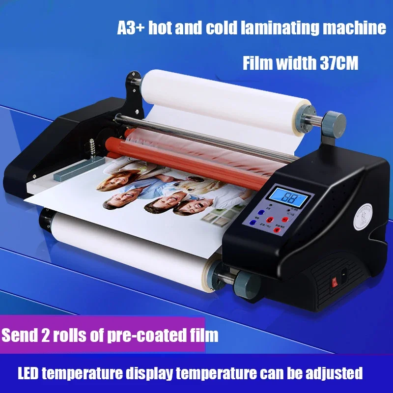 A3+ 093H Four Roller Laminating Machine A4 Hot Rolling Mill Roller cold laminator Rolling Machine With two Gloss film