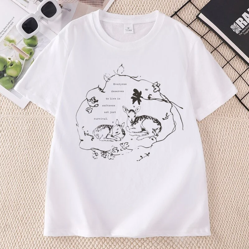 Everyone Deserves To Live in Softness Not Just Survival Graphic T Shirts Casual Cotton Short Sleeve Round Neck Tshirts Unisex