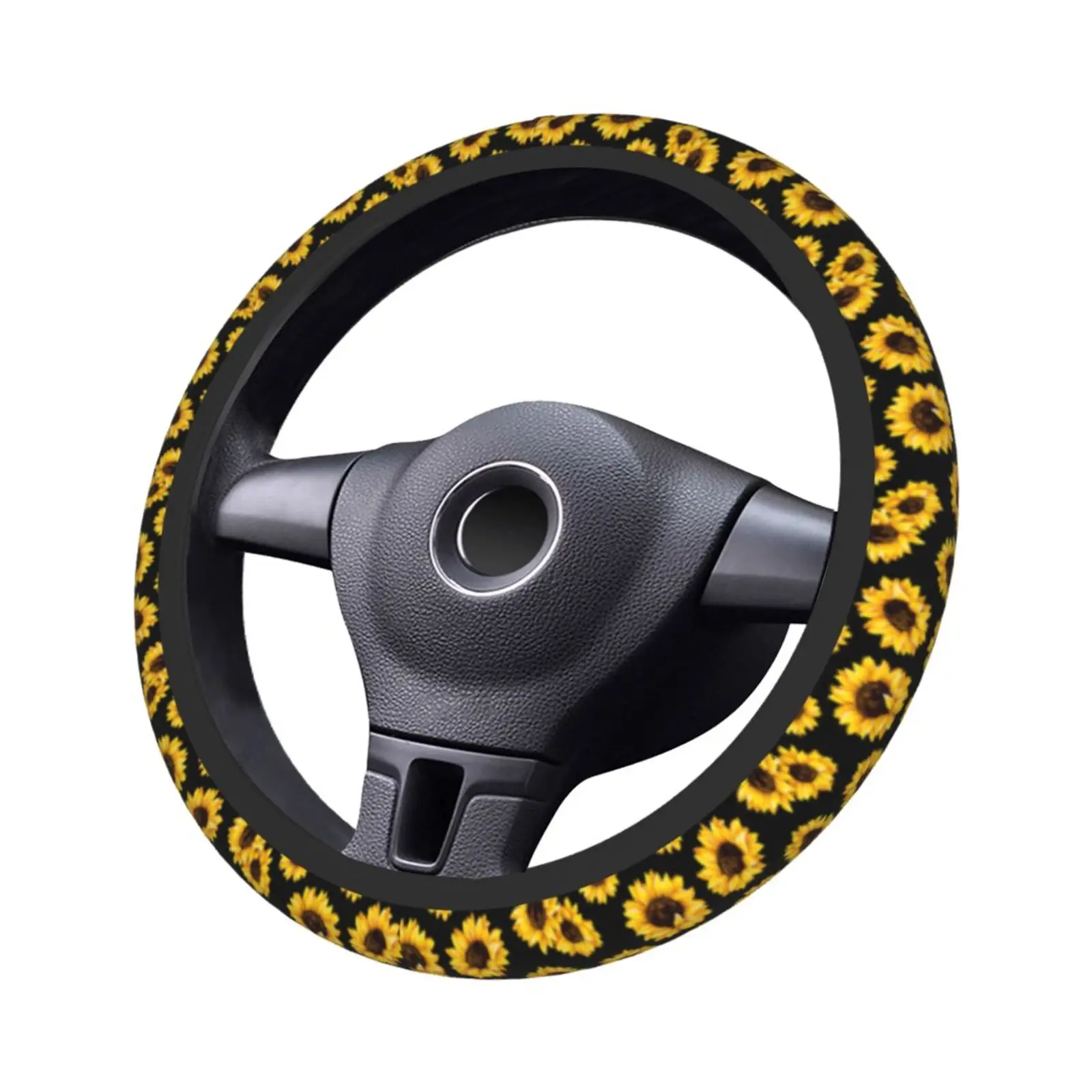 Sunflower Flower Car Steering Wheel Cover with 15 Inch Car Accessories for Women, Men and Girls Car Decoration Protector