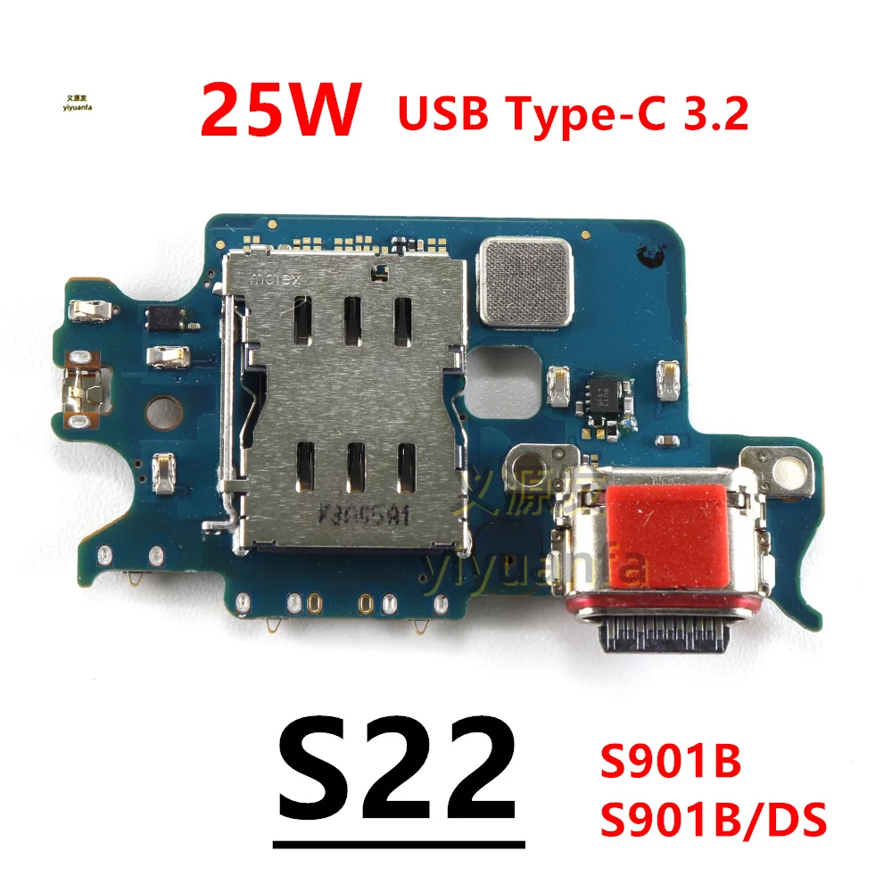 For Samsung Galaxy S22 5G SM-S901B  S901B/DS USB Type-C 25W Fast Charger Charging Port Dock Connector Microphone Main Board Flex