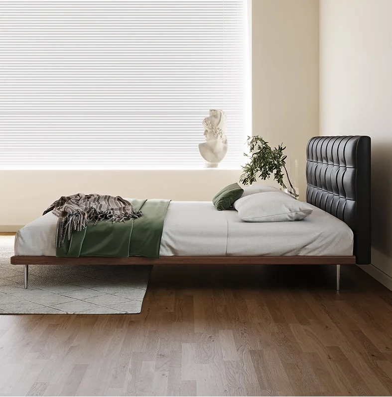 *s forNordic Design king Black Microfiber Leather High Density Foam Bed Frame  for Bedroom*