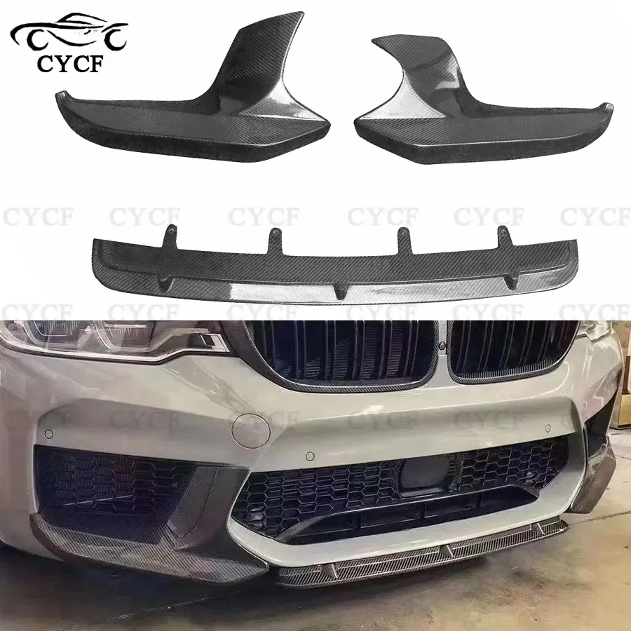 For BMW M5 F90 2017-2020 MP Style Carbon Fiber Front Lip Bumper Separator Chin Spoiler wrap angle Front Bumper corner body kit