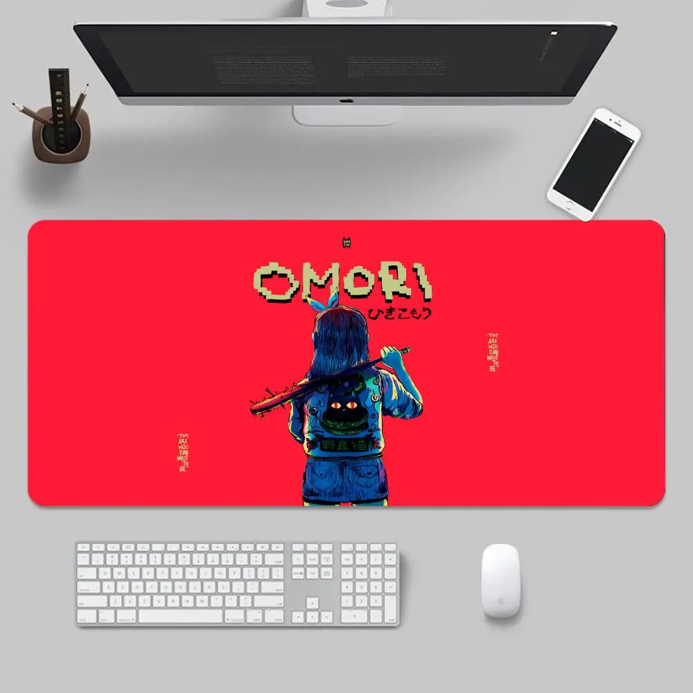 Game Omori Mouse Pad Tapetes de Mesa Teclado, Borracha Kawai, Tapete de Mesa Antiderrapante, XXL90x40cm