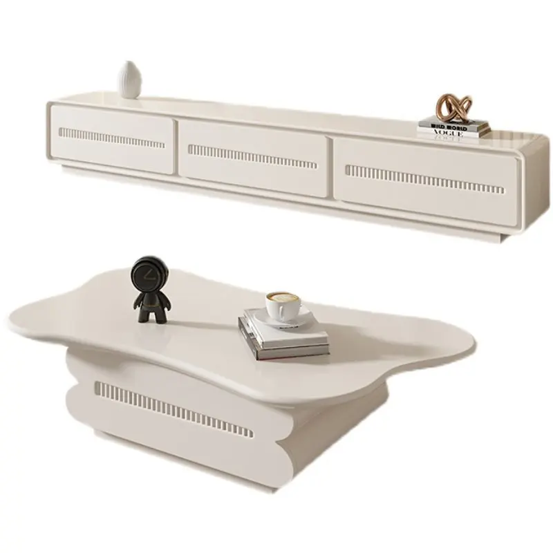 Cloud coffee table TV cabinet small apartment living room household solid wood