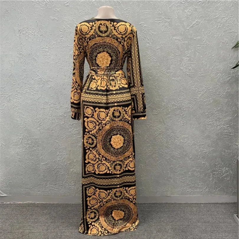 Women\'s Floral Boho Wrap Dress, V Neck, Casual, Vintage, Maxi Dress, Holiday, Long Sleeve, Evening Party, Summer, 2XL-XL, 2024