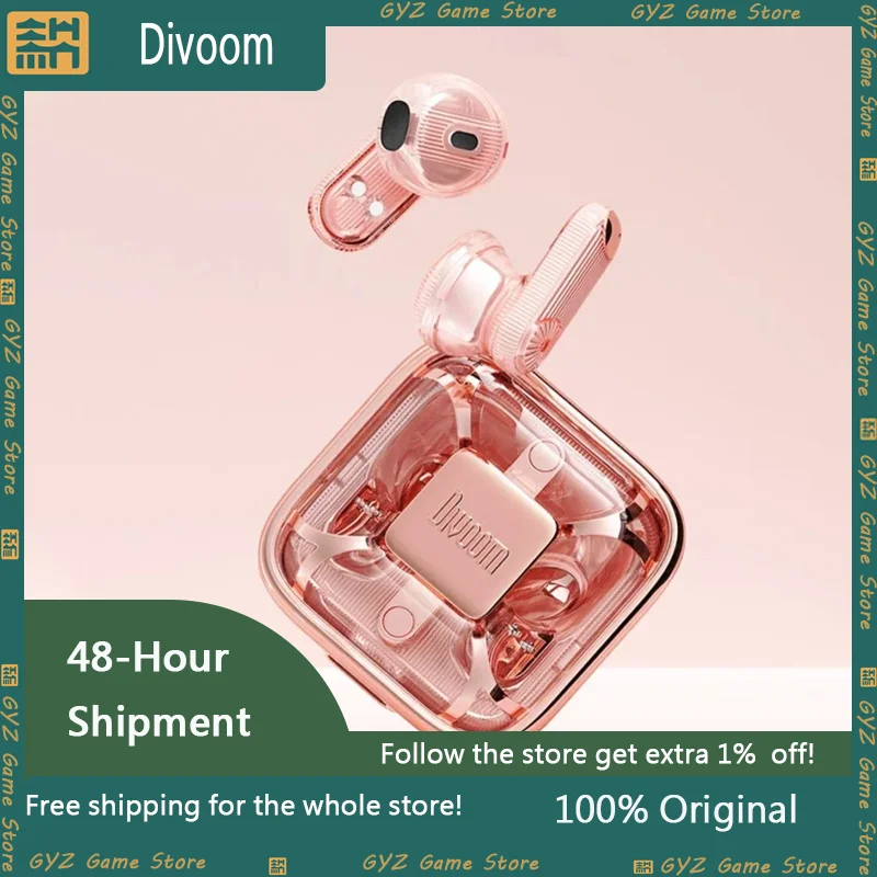 

Divoom Spark Air Wireless Bluetooth Headset Low Latency Wireless Headset Translucent Pink Gold Girls Gift Customized Gift