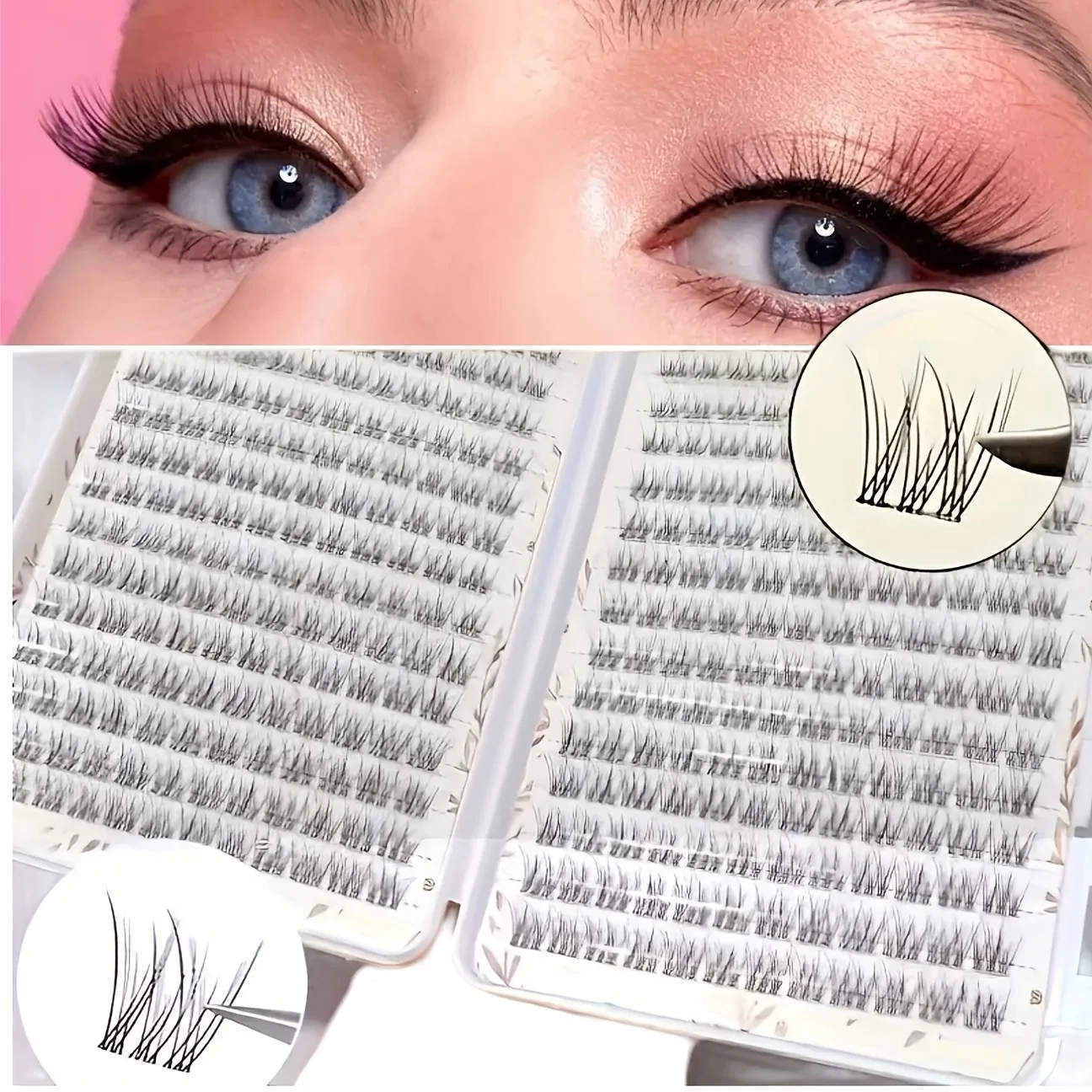 384Pcs Fish Tail Cluster Lashes 10-12mm Soft Lightweight Individual Eyelash Extensions,Natural Fluffy Reusable DIY Lash Clusters