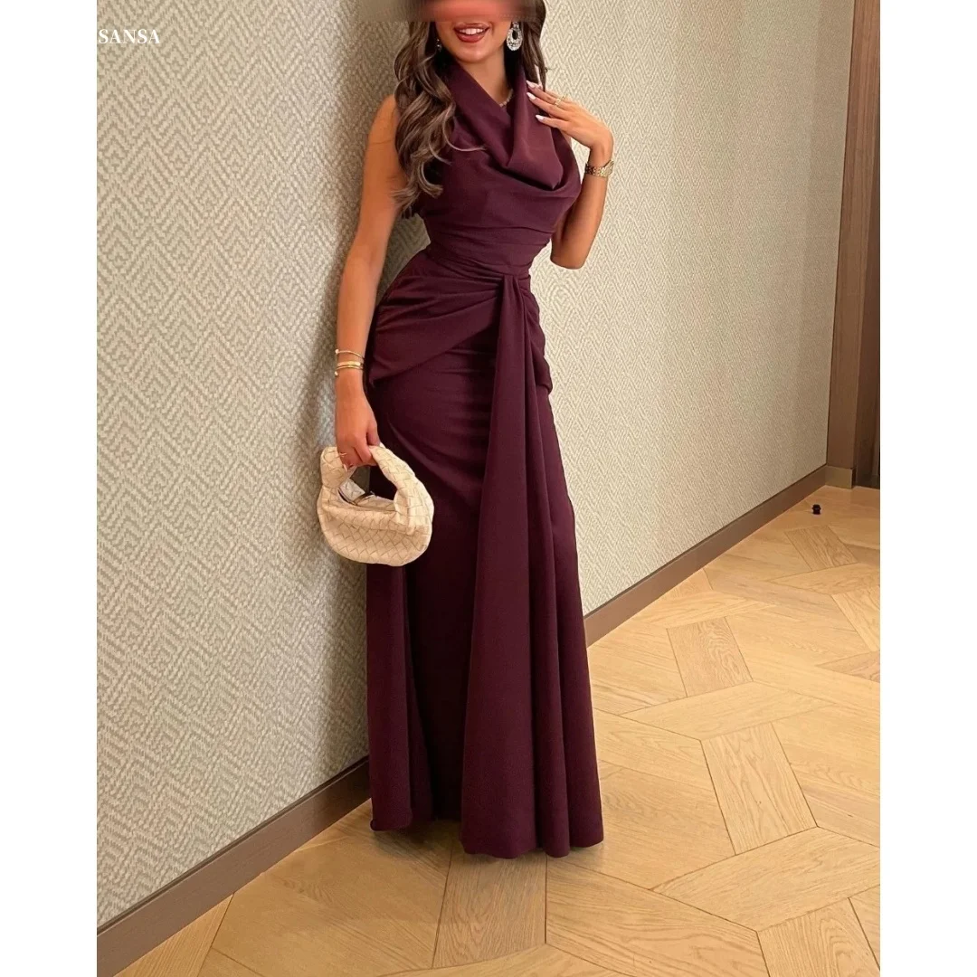 

Sansa Customized Red Halter Neck Sleeveless Prom Dresses Four-Way Stretch فساتين للمناسبات الخاصة A-line vestidos de festa 2025