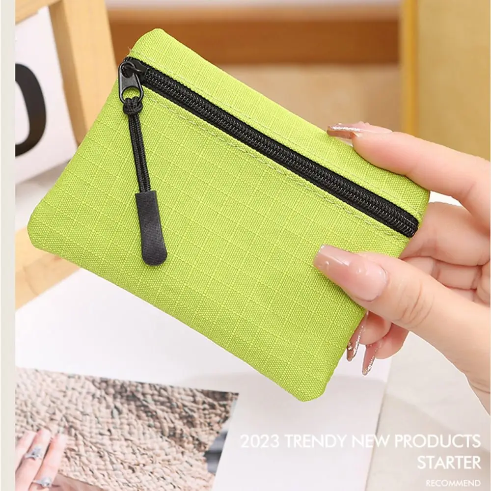 Fashion Korean Style Ox Cloth Coin Purse Solid Color Zipper Small Item Bag Card Bag Wallet Card Storage Bag Men