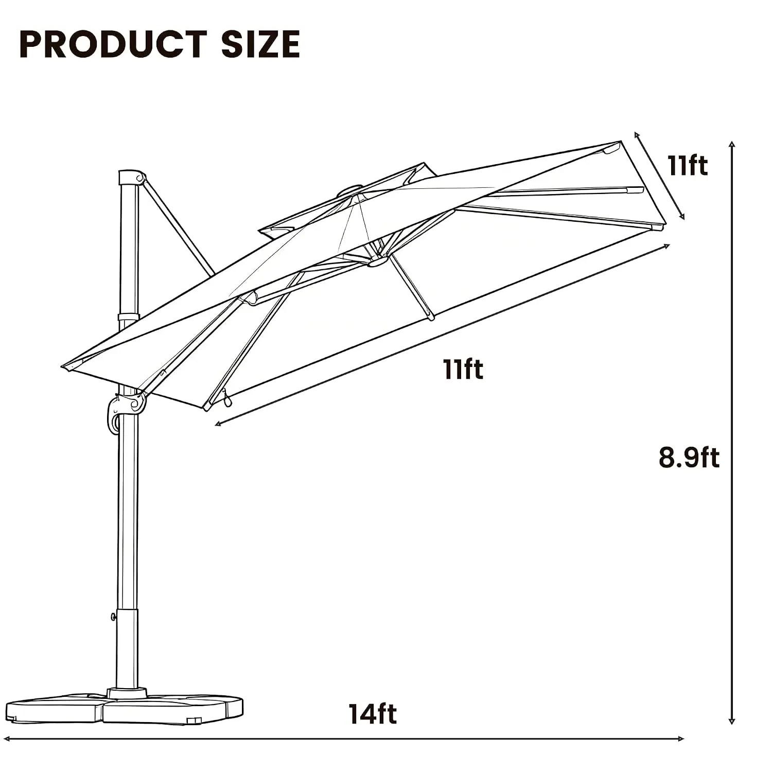 rectangular patio umbrella with base included,with solar lights navy, Customized