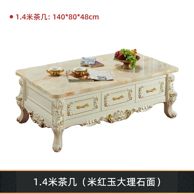 Full European style tea table, TV cabinet combination, wooden tea table, living room furniture combination set