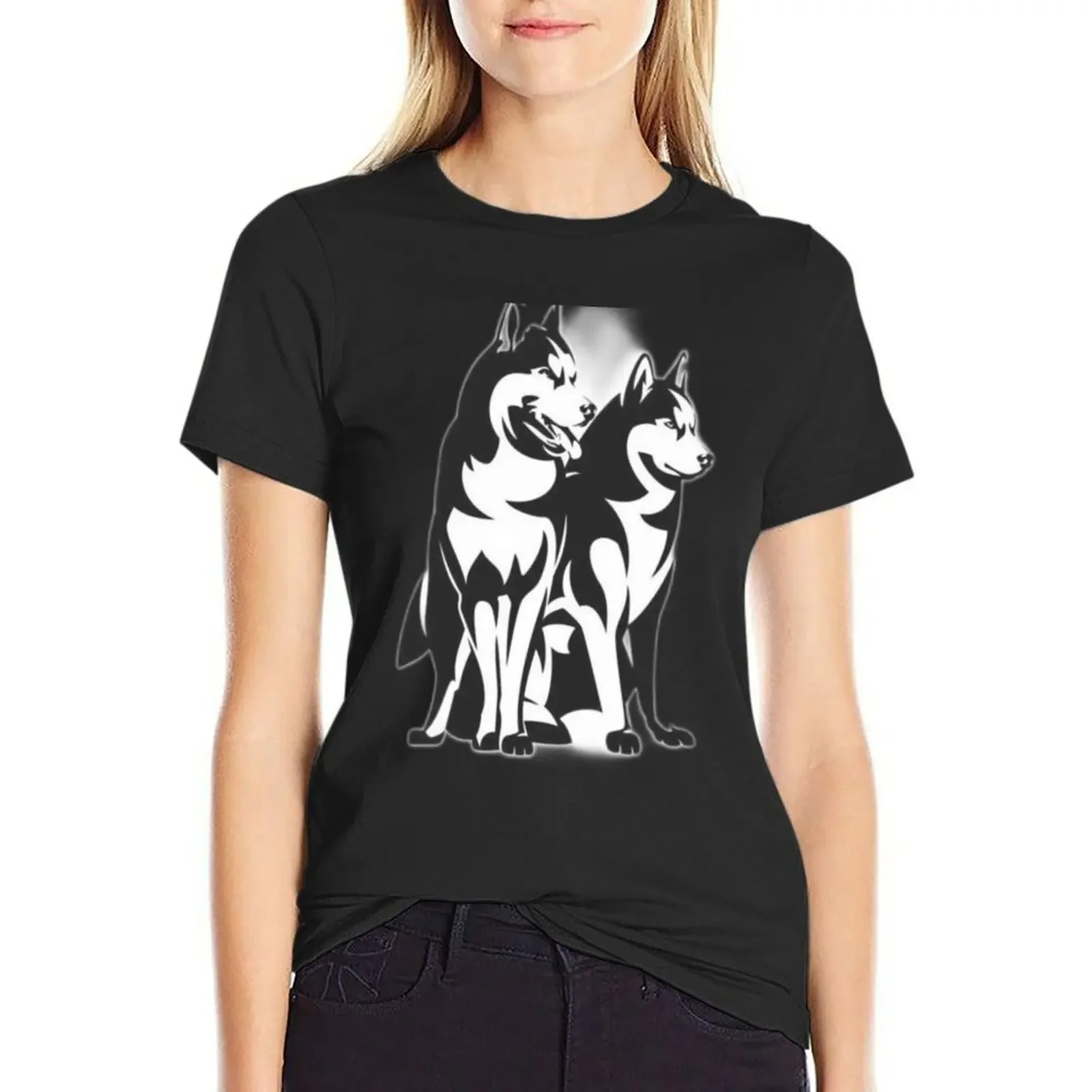 

Huskies T-Shirt sweat korean fashion vintage Womens graphic t shirts