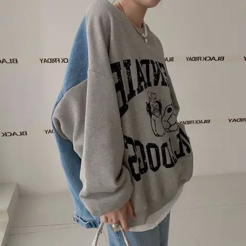 캐주얼 스웨트셔츠 루즈핏 긴팔 라운드넥 패치워크 청바지 알파벳 긴팔 스웨트셔츠 후드티 스웨트셔츠 후드티 스웨트셔츠 Best5 캐주얼 스웨트셔츠 루즈핏 긴팔 라운드넥 패치워크 청바지 알파벳 긴팔 스웨트셔츠 후드티 스웨트셔츠 후드티 스웨트셔츠 Best5