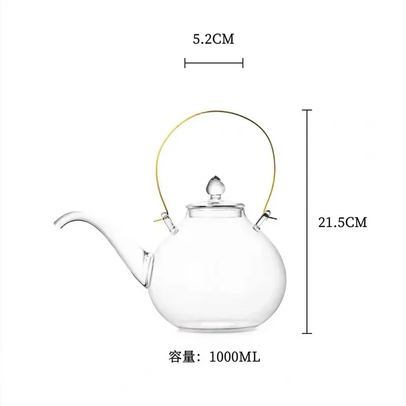 1000ml Lifting Beam High Borosilicate Glass Teapot Traditional Kung Fu Brewing Puer Green Tea Pot Tea Maker Kettle