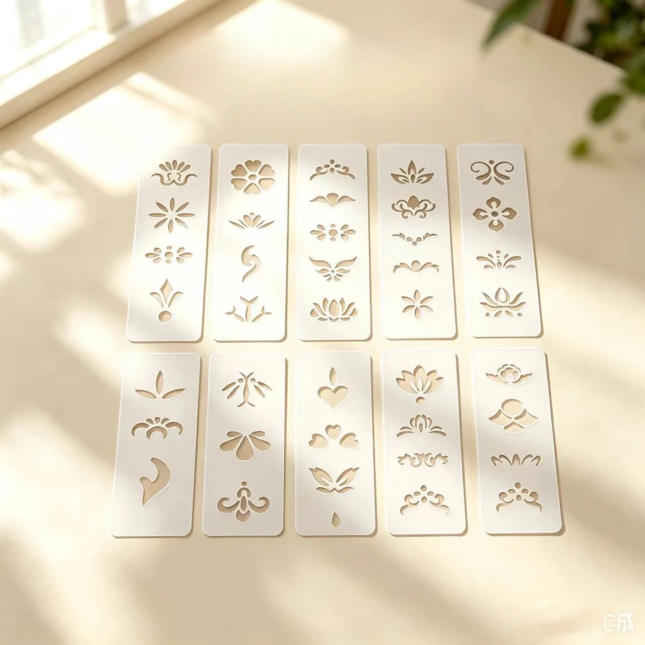 Oriental Chinese Forehead Hollow Stencils, Huadian Pattern Face Paint Molds for Kids Adults Hanfu Stage Makeup DIY Cosplay Decor