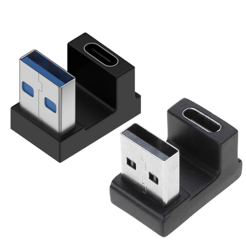 USB Type C Adapters USB Male to Type C Female Converter 10Gbps U-Shape Straight Angle Adapter Fast Data Adapter Converter charge