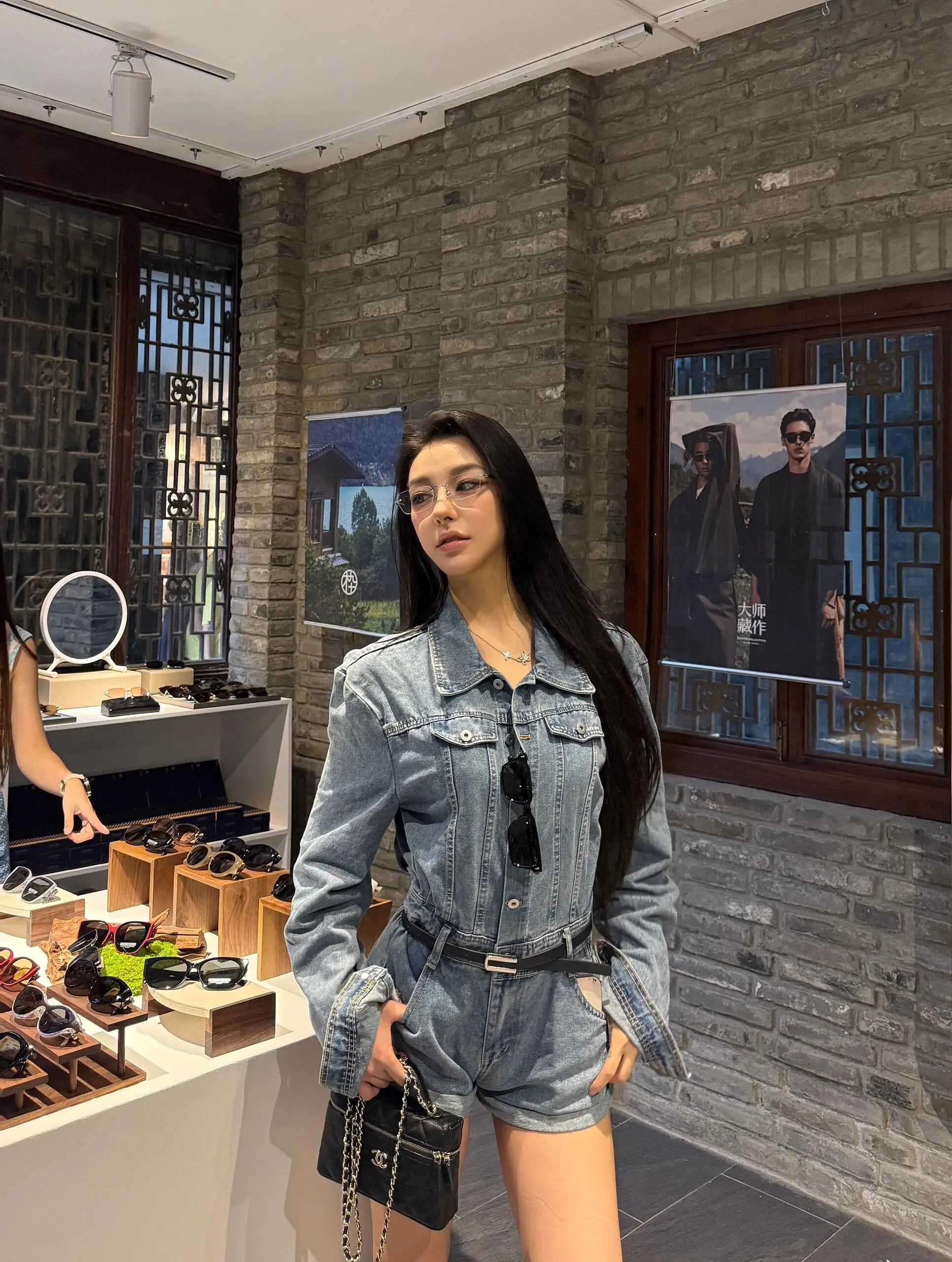 

Сексуальный приталенный синий джинсовый комбинезон ort Pants Long Sve Women's Street Sle Faion плюс размер с застежкой на одной пуговице Ne