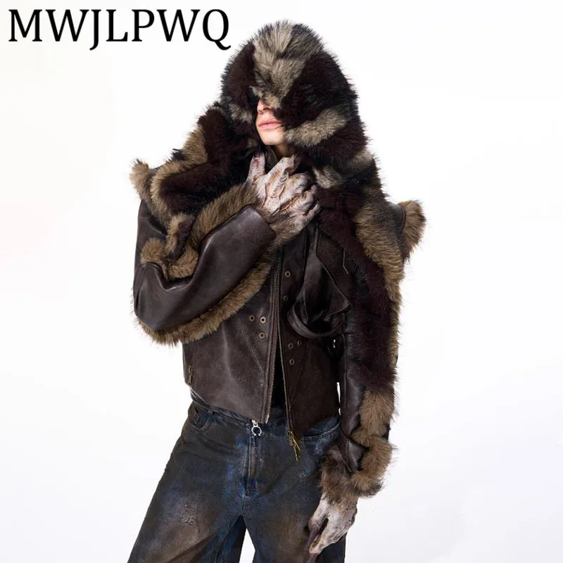 

MWJLPWQ меховая мужская зимняя нишевая пушистая шапка с ушками, новинка 2024, свободная повседневная теплая шапка для улицы, 12750