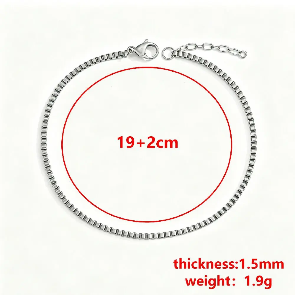 10Pcs/Lot Stainless Steel 1.5mm Box Chain Bracelets For Women Adjustable Hand Chain DIY Chains Jewelry Accessories Gift