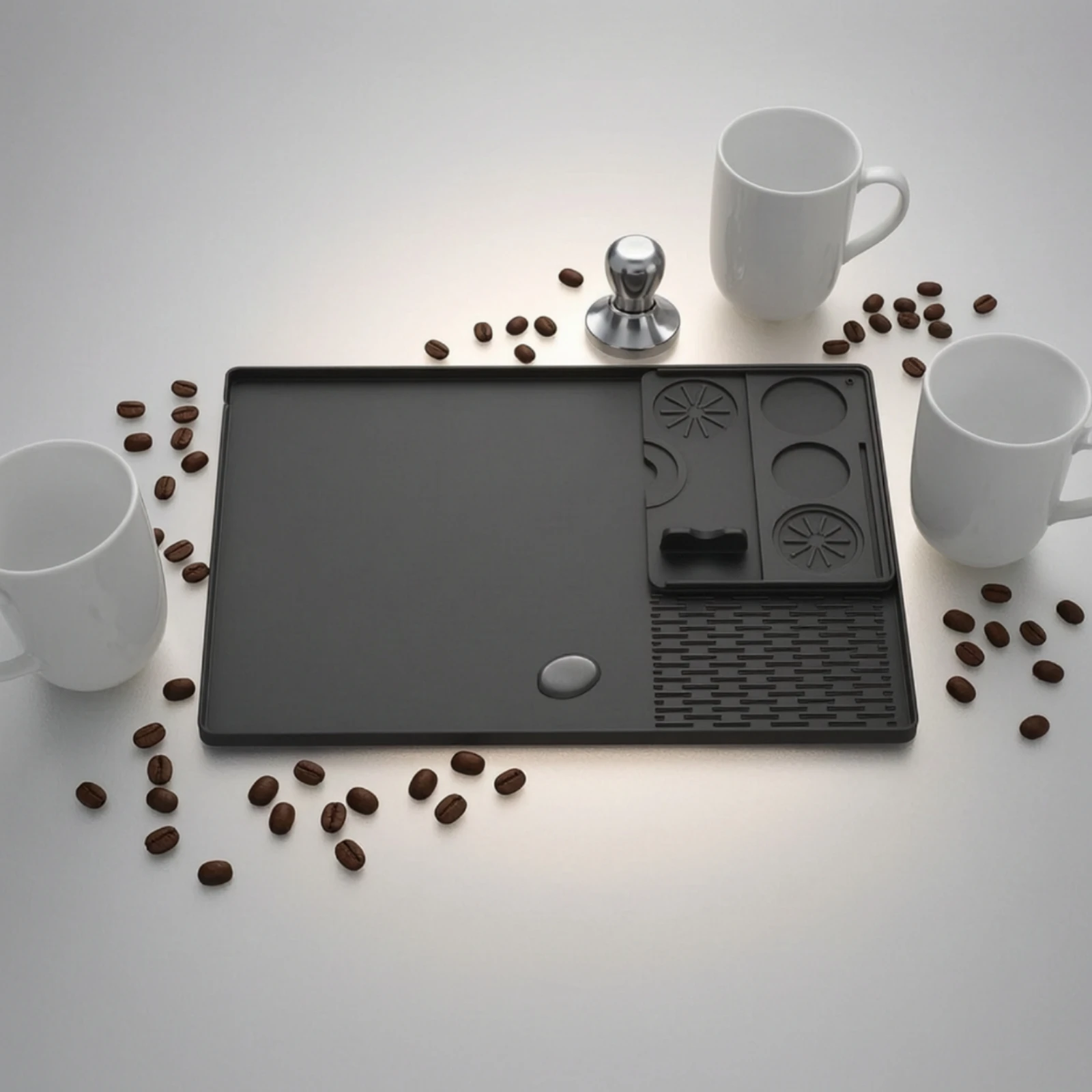 Silicone Espresso Mat with Draining Area Detachable Coffee Machine Mat Countertop Protector Washable Long-Lasting