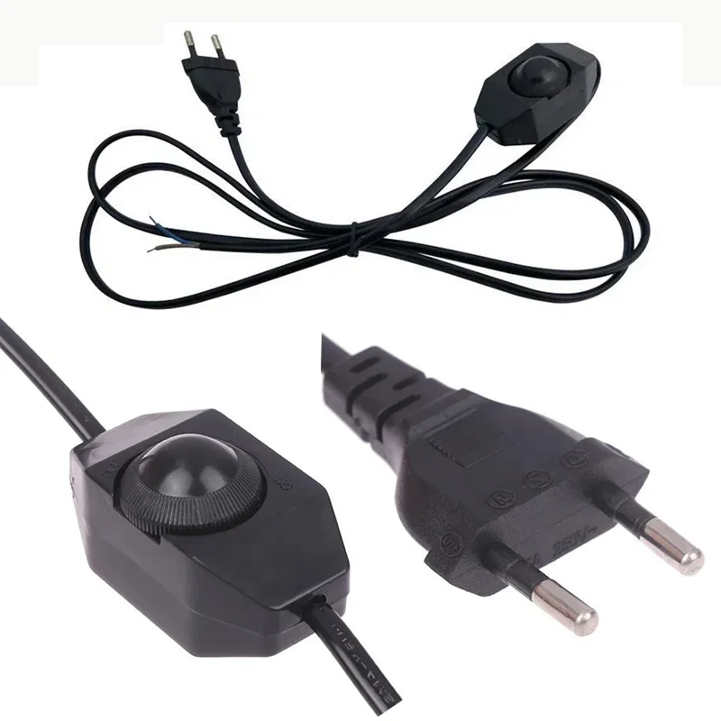 1.8M EU US Plug Dimmable Switch Cable Light Modulator Lamp Line Dimmer Controller Table Lamp power wire Black and white
